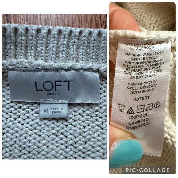 LOFT red heart beige long sleeve sweater size M - Picture 11 of 12